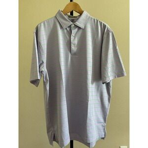 Peter Millar Summer Comfort Men’s Short Sleeve Polo Purple & Green Stripe Large